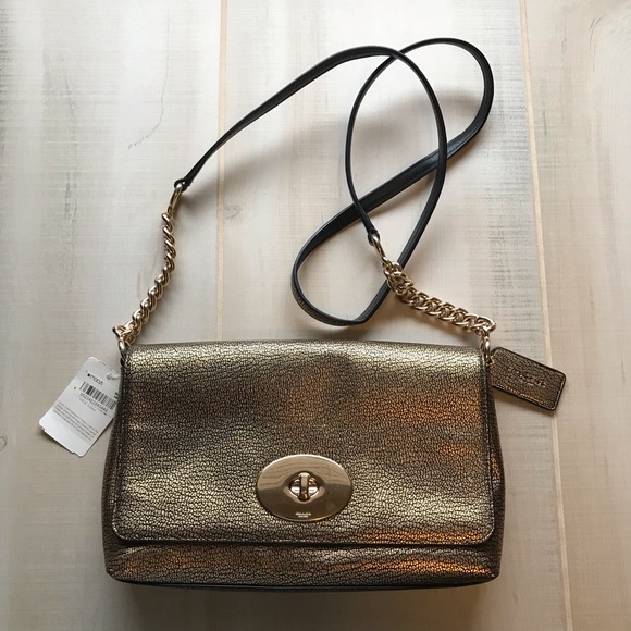 SOLD|Coach Gold Crosstown Leather Purse Bag Small - Picture 2 of 11